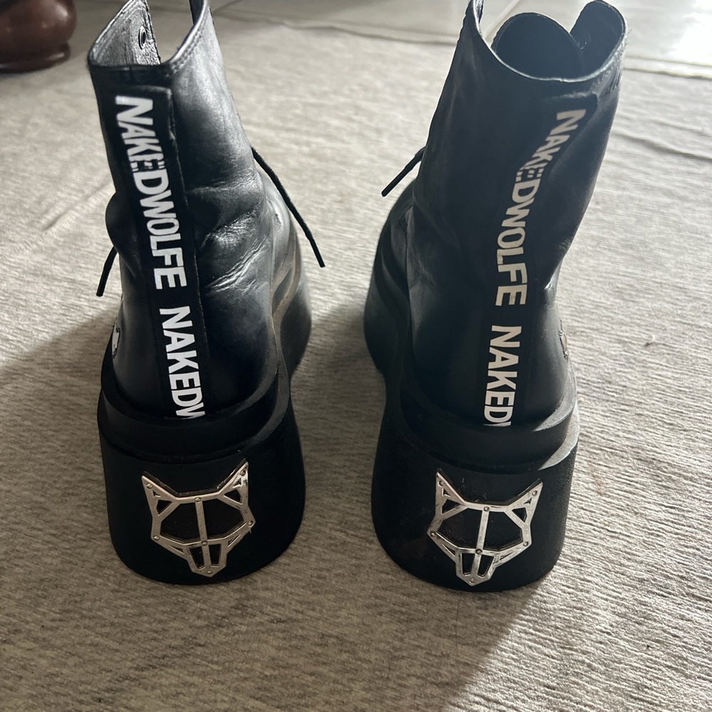 Naked Wolfe Black platform genuine Leather Boots size 8